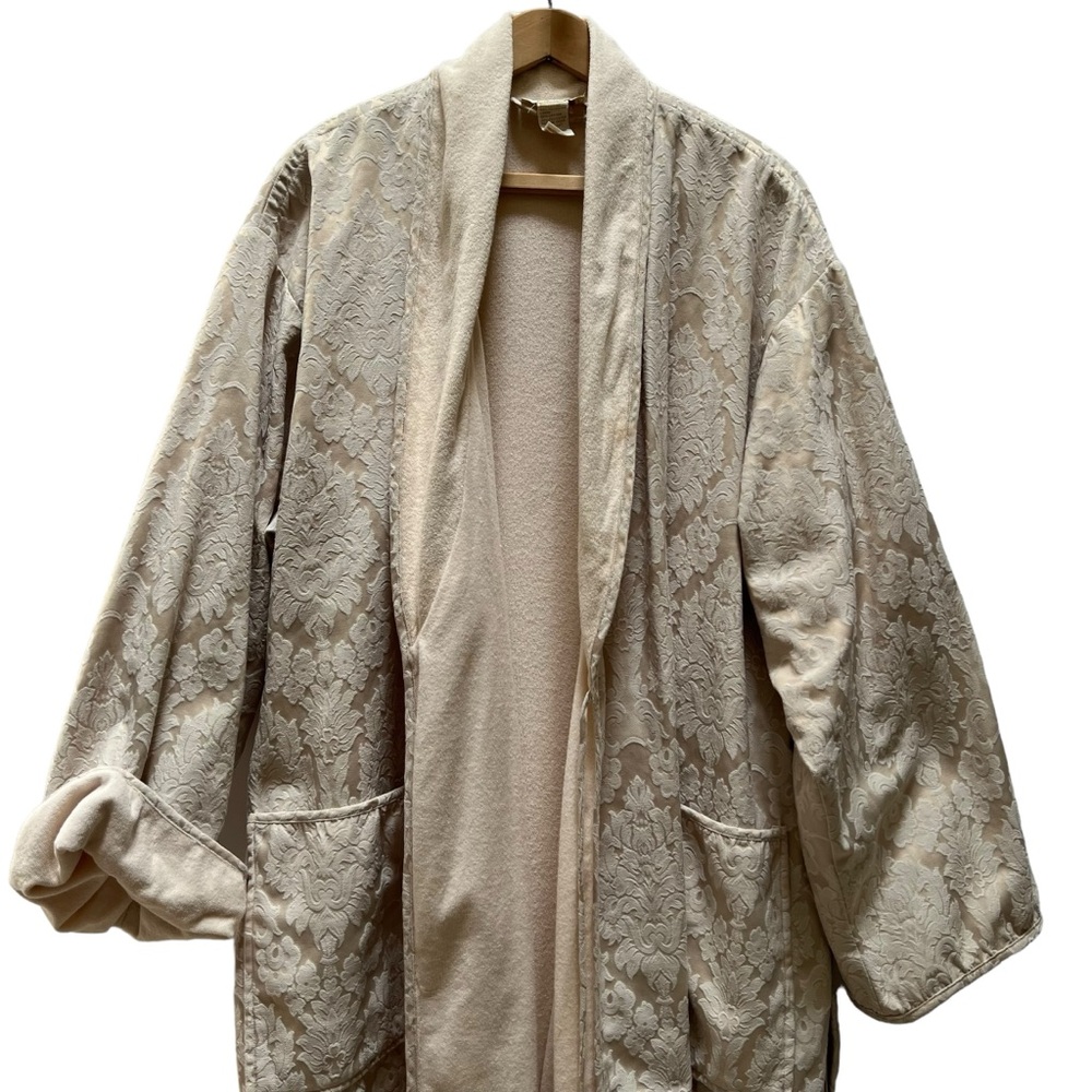 Victoria’s Secret VTG 90s Gold Label Cream Terry Cloth Floral Brocade Robe - Picture 6 of 16